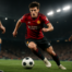 Young soccer player making an athletic move during a professional match