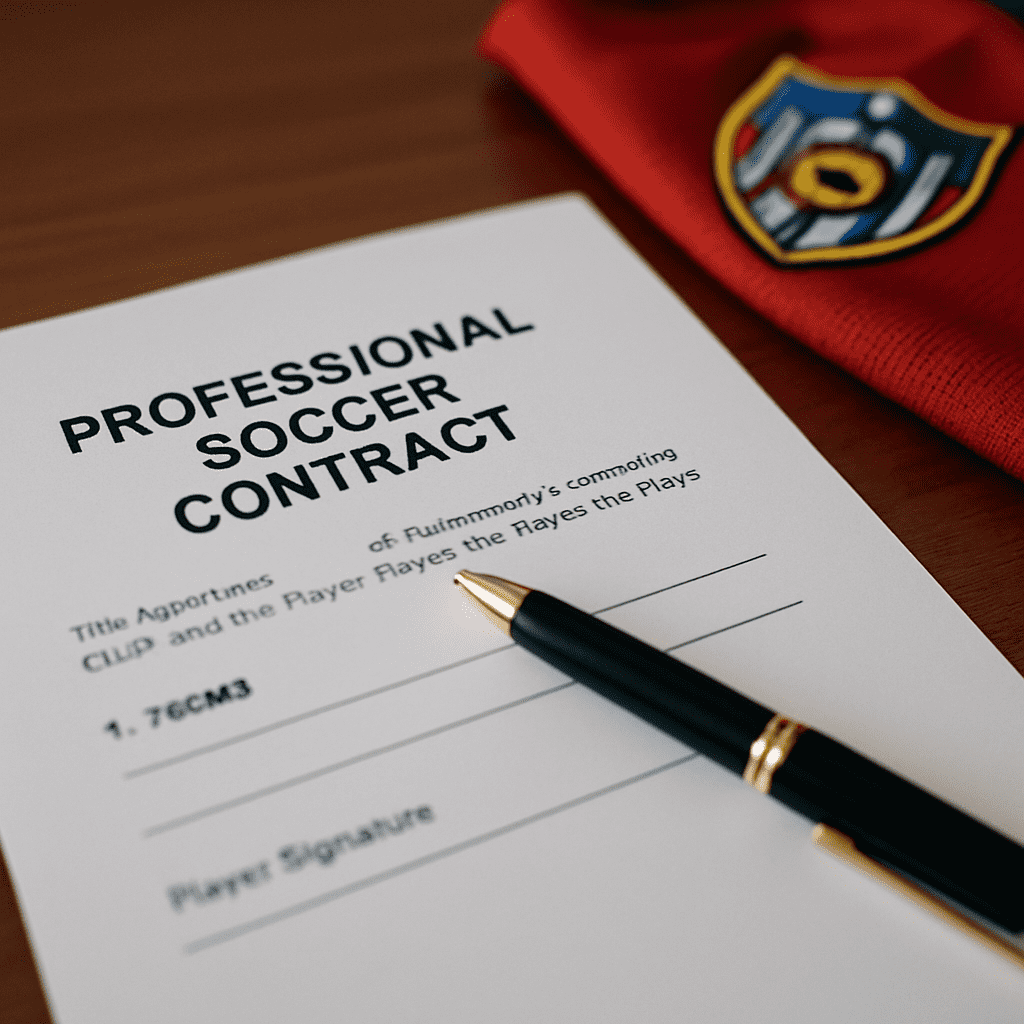 Professional soccer contract and signing materials